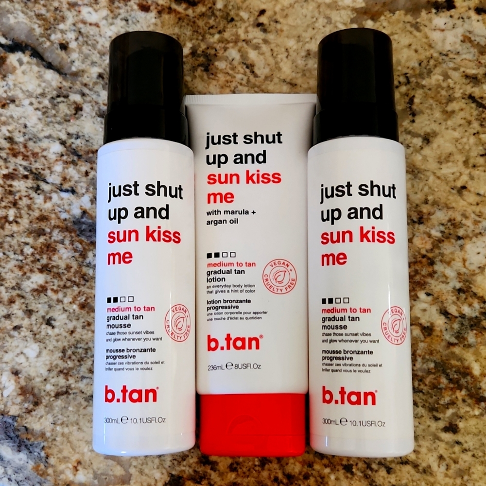 B.Tan Self-Tanner Bundle Set of 3!  NEW Sealed. Vegan. Medium-To-Tan.